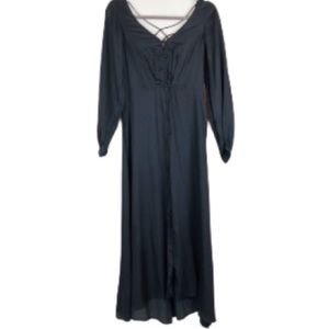 Free People maxi black button dress.